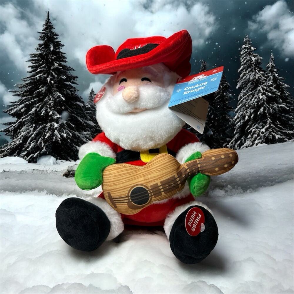 NWT Singing Cuddle Barn Cowboy Kringle Animated Plush Santa Claus Christmas